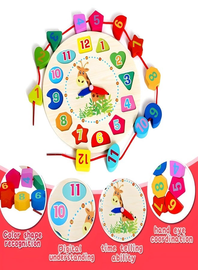 ABUDIT Wooden Learning Clock Sorting Clock - Teaching Time Number Puzzle Educational Teaching Clock Educational Learning Gift for Teaching Time, Numbers Toddler Baby Kids (Pack of 1, Multicolor) - Image 5
